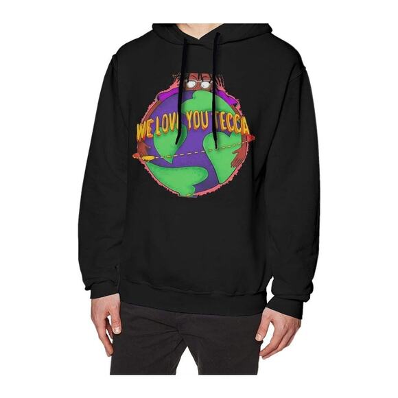 NWOT Adult We Love You Hoodie Black Soft Sweatshirt Workout Top Hooded Sz Med - Picture 1 of 3